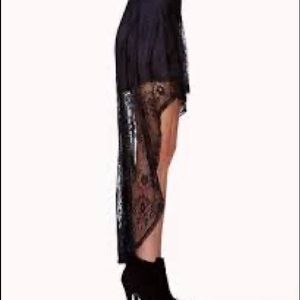 High low black lace skirt